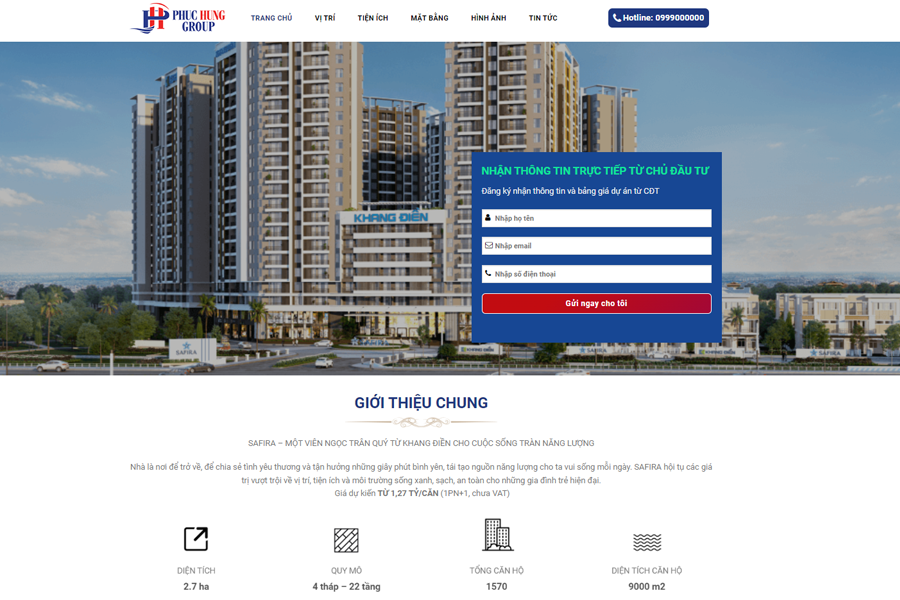 Mẫu website kinh doanh bất động sản Phuc Hung Group