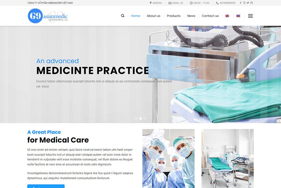 Mẫu website thiết bị y tế