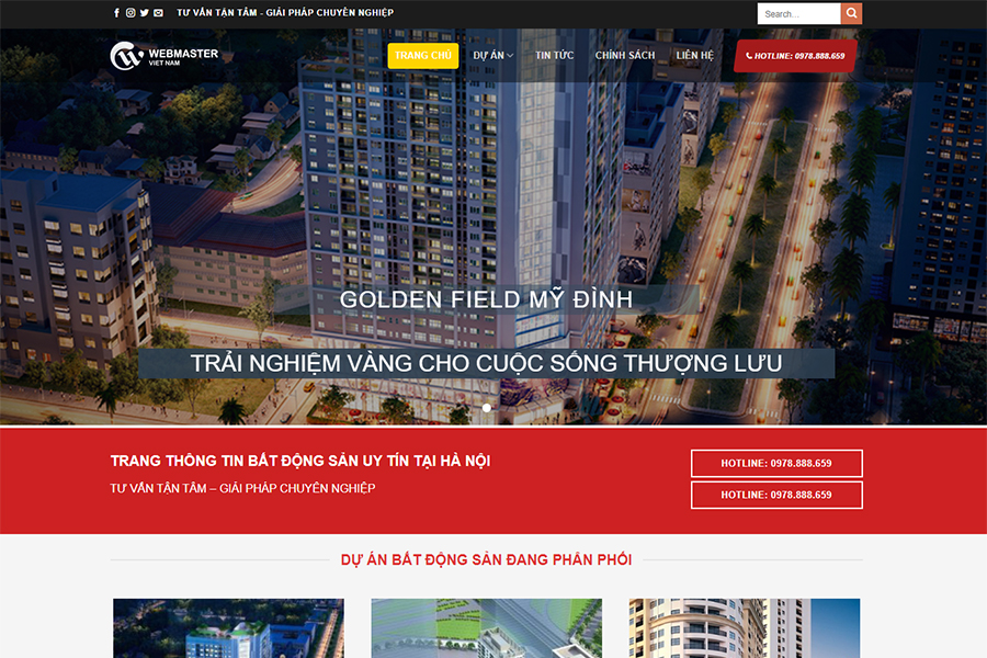 Mẫu website bất động sản Golden Field