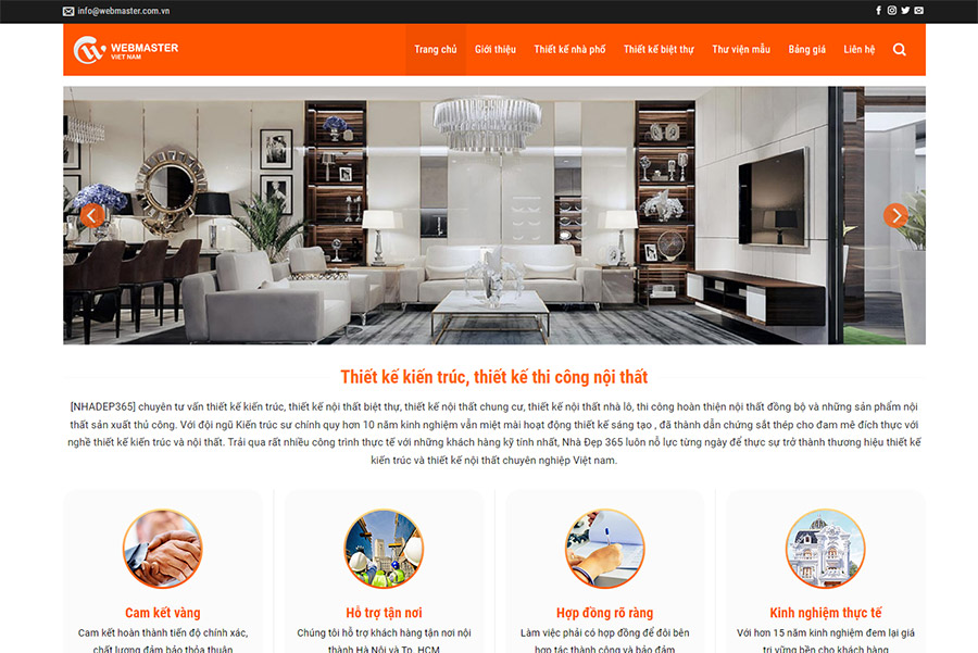 Thiết kế kiến trúc website nội thất theo phong cách hiện đại