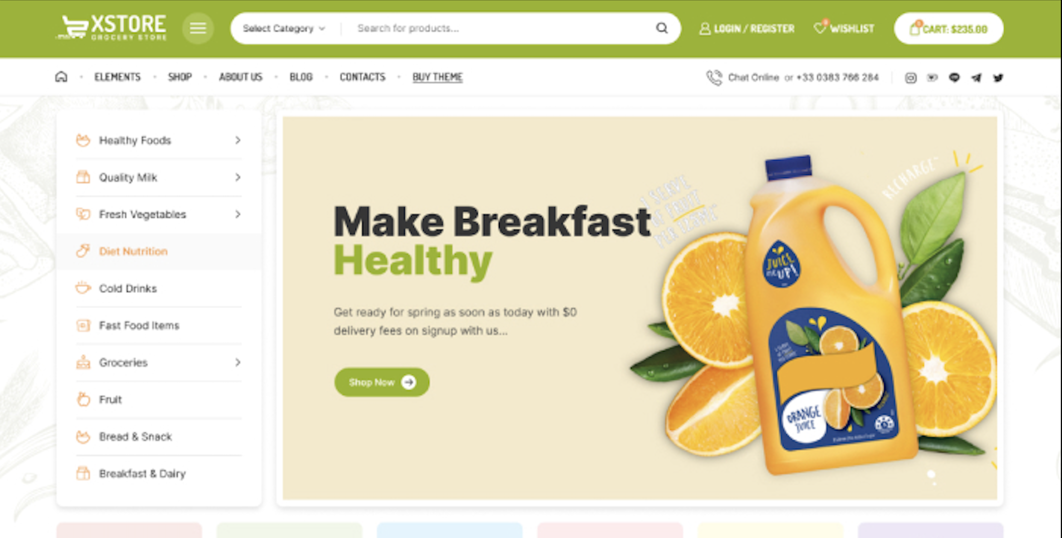 Grocery Market | Theme website thực phẩm sạch cho gia đình