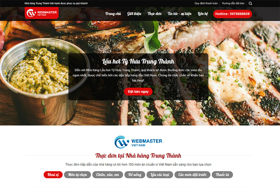 Thiết kế mẫu website ẩm thực