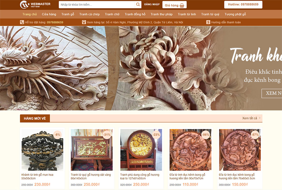 Mẫu website về tranh khắc gỗ
