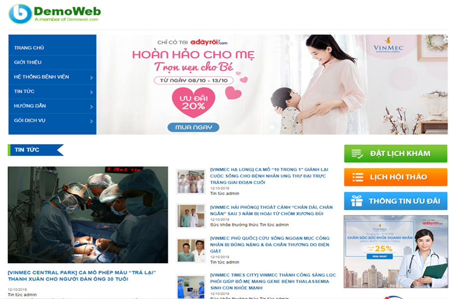 Thiết kế website hệ thống bệnh viện VINMEC hàng đầu Việt Nam