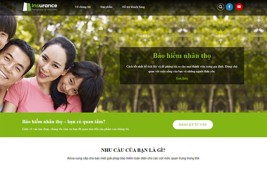 Mẫu website về bảo hiểm nhân thọ