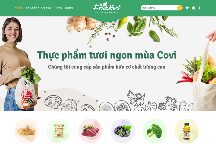Mẫu website thực phẩm tươi ngon cho mùa covid