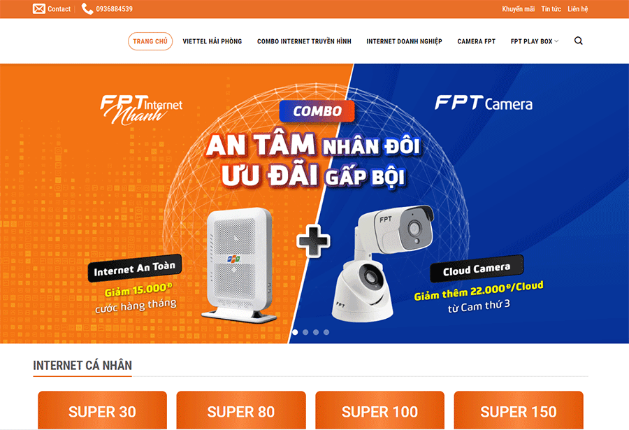 Mẫu website Mạng FPT