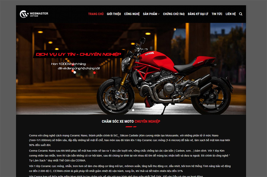 Mẫu website về Moto - Xe máy